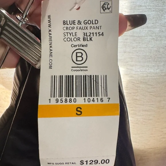 Karen Kane Faux Leather Crop Wide Leg Pants Black Size Small NWT - Picture 5 of 7